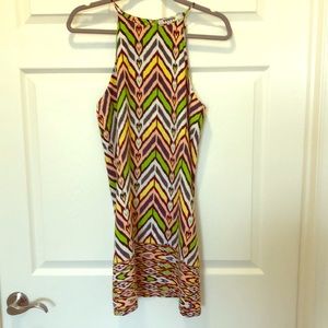 Multicolored cocktail dress.